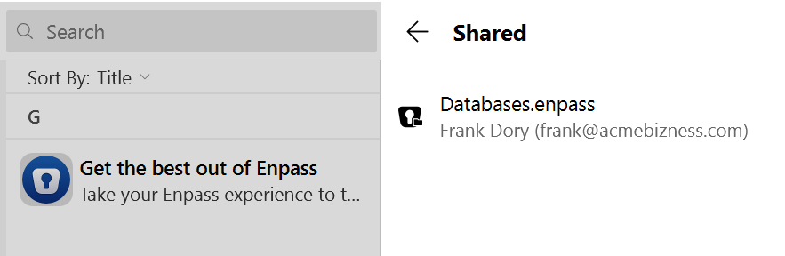 Open a vault shared between team members